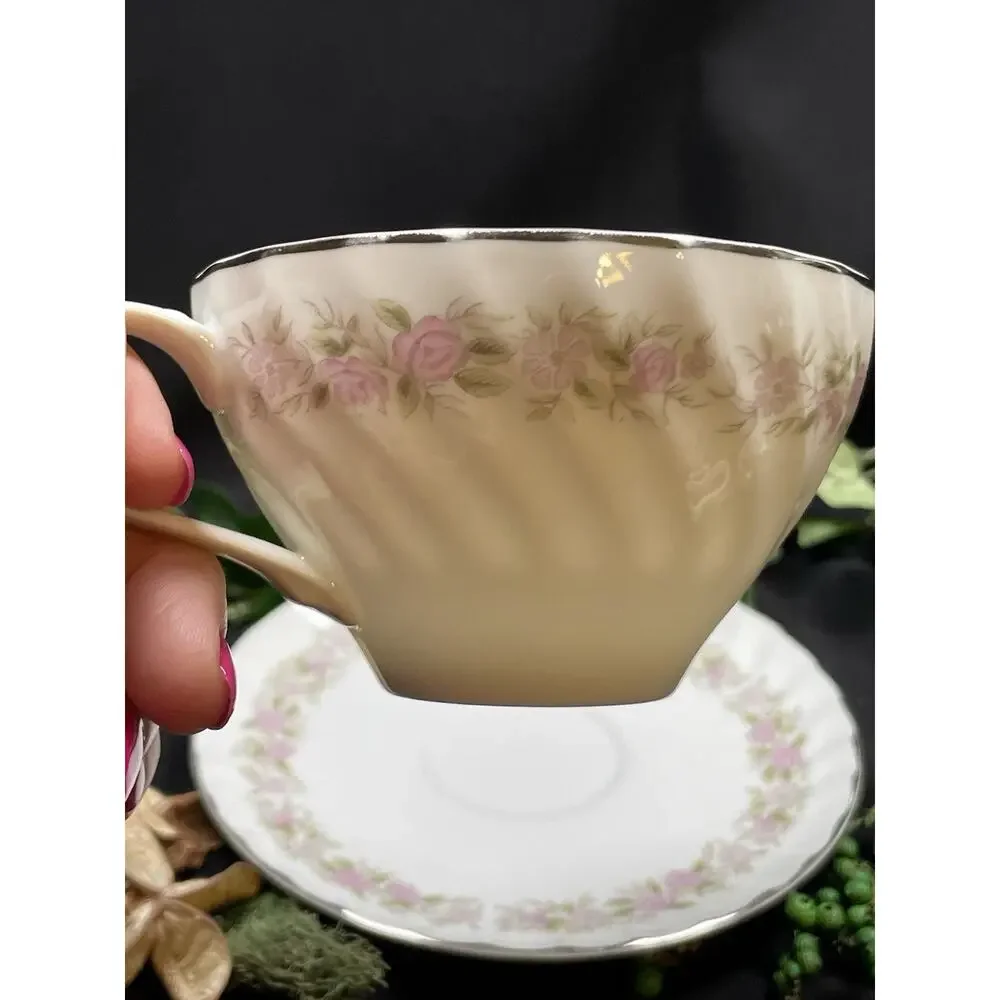 Vintage Dansico Teahouse Rose teacup and saucer set With Pink Florals